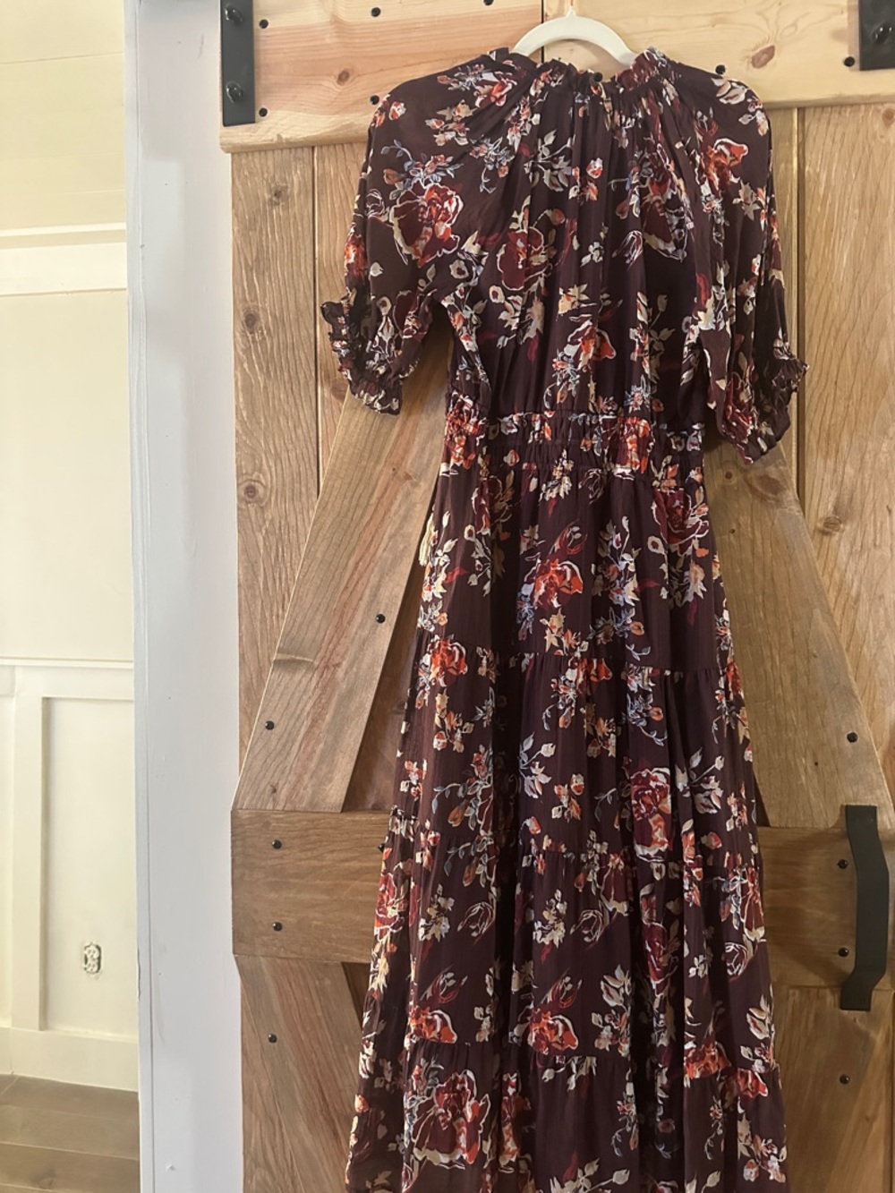THML Burgundy Floral Ruffle-Neck Maxi - Picture 8 of 9
